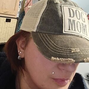Dog Mom Distressed Black and Tan Cap